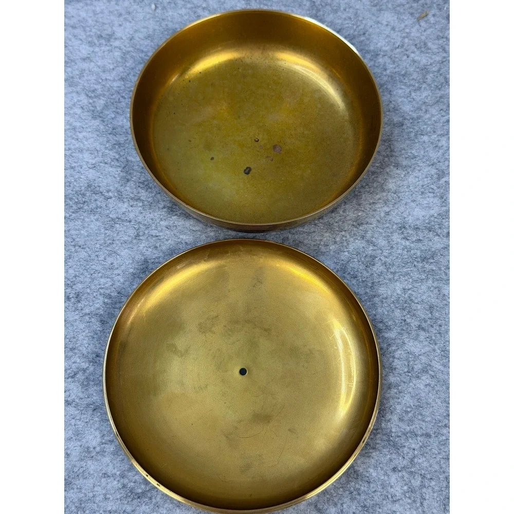 Vintage Solid Brass Trinket Box India Enameled Rocking Horse Jewelry Dish 4 Inch